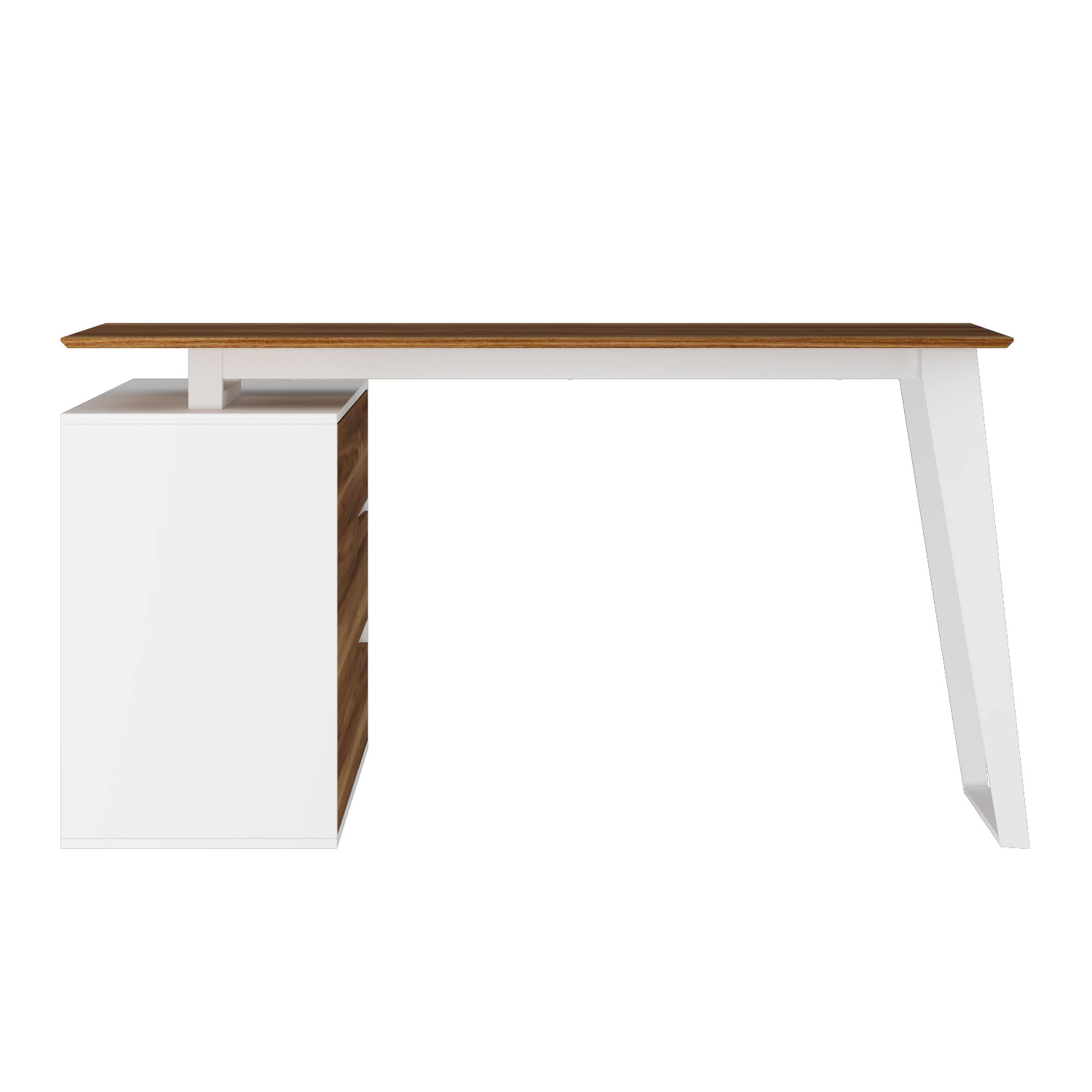 Back. FUFU&GAGA - FUFU&GAGA Reversible L - Shaped Desk with Adjustable Storage – Ideal for Home Offices & Creative Studios - Brown & White.