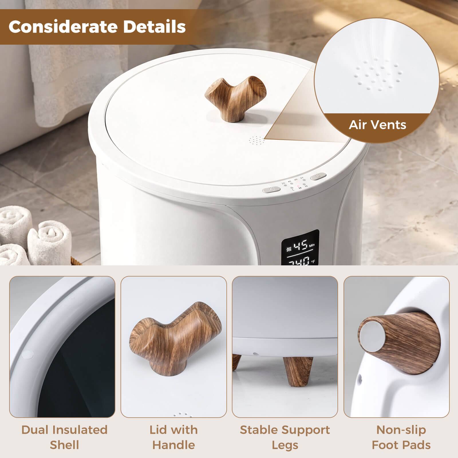 Considerate Details

- Air Vents
- Dual Insulated Shell
- Lid with Handle
- Stable Support Legs
- Non-slip Foot Pads