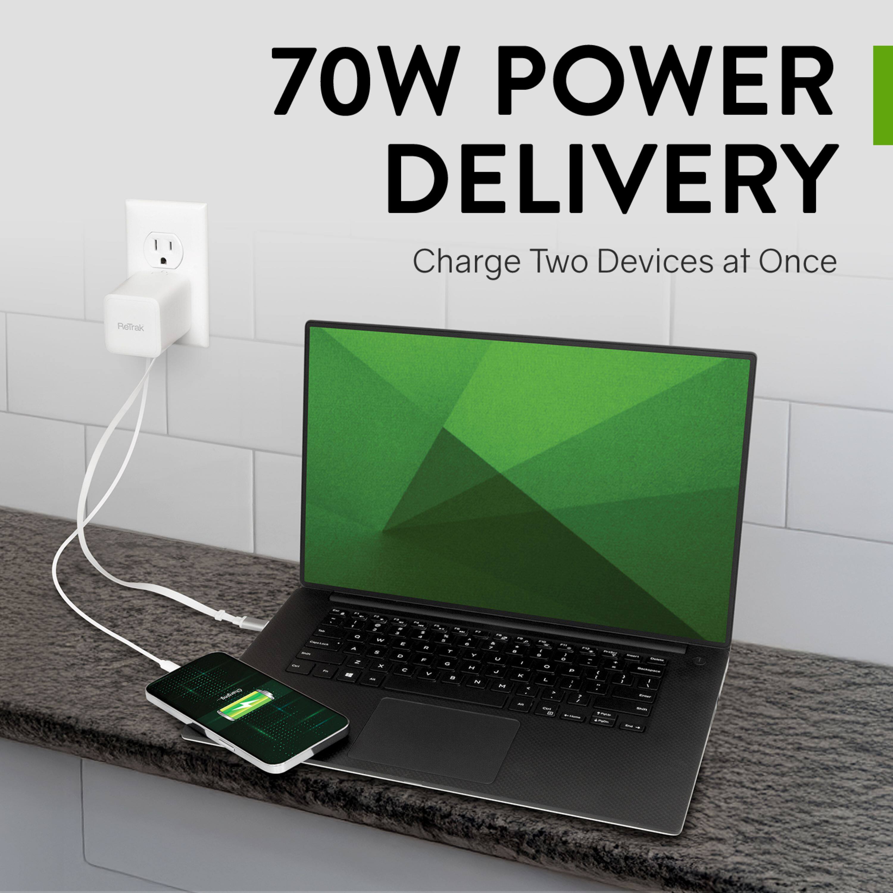 70W POWER DELIVERY  
Charge Two Devices at Once