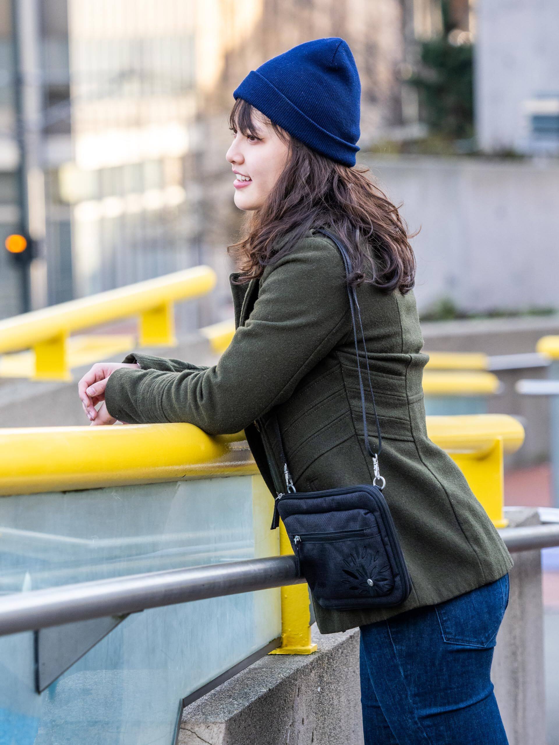 Alt View 4. Haiku - Haiku Aspire Folio Crossbody - Black in Bloom.