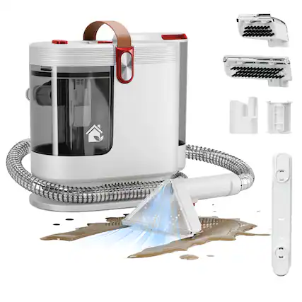 Front. WURESE - WURESE Portable Carpet Cleaner Machine, Carpet Shampooer, 15Kpa Upholstery Cleaner with 3 Tools, 54oz Large Water Tank - Rose.