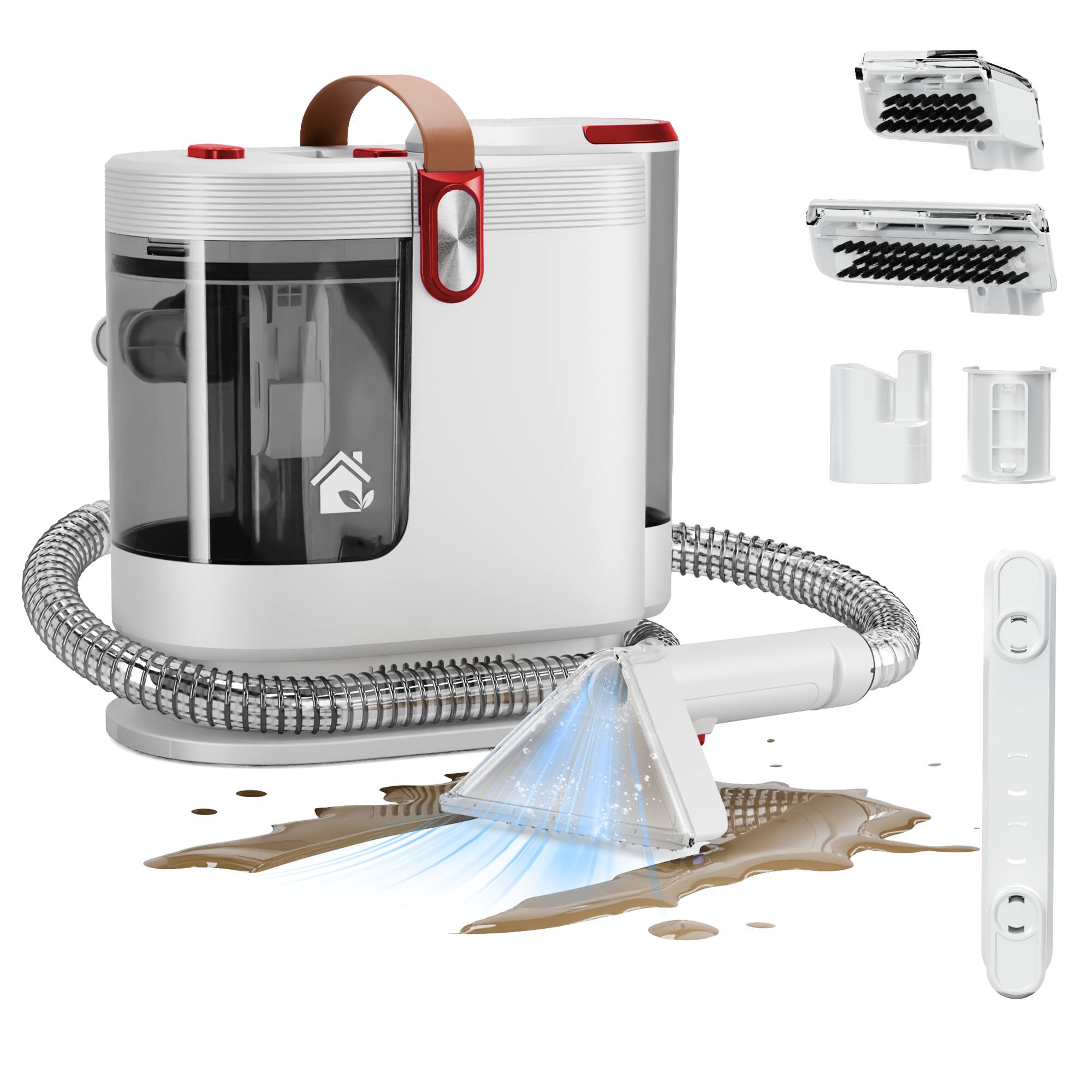 WURESE - Portable Carpet Cleaner Machine, Carpet Shampooer, 15Kpa Upholstery Cleaner with 3 Tools, 54oz Large Water Tank - Rose