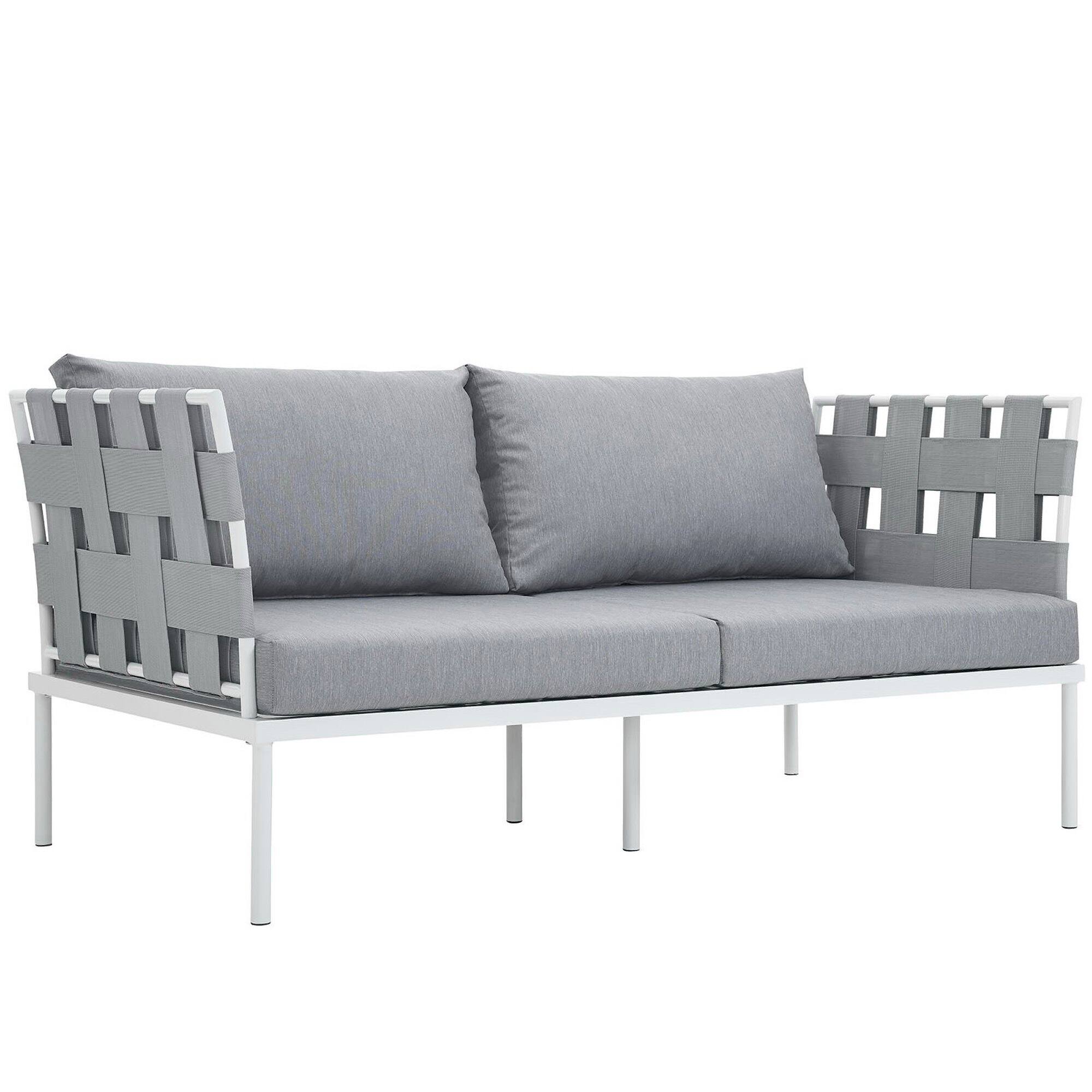 Angle. Modway - Harmony Outdoor Patio Aluminum Loveseat by Modway - White Gray.