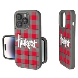 Keyscaper - NCAA - Nebraska Huskers Plaid Soft Touch iPhone Case - 15 - Gray