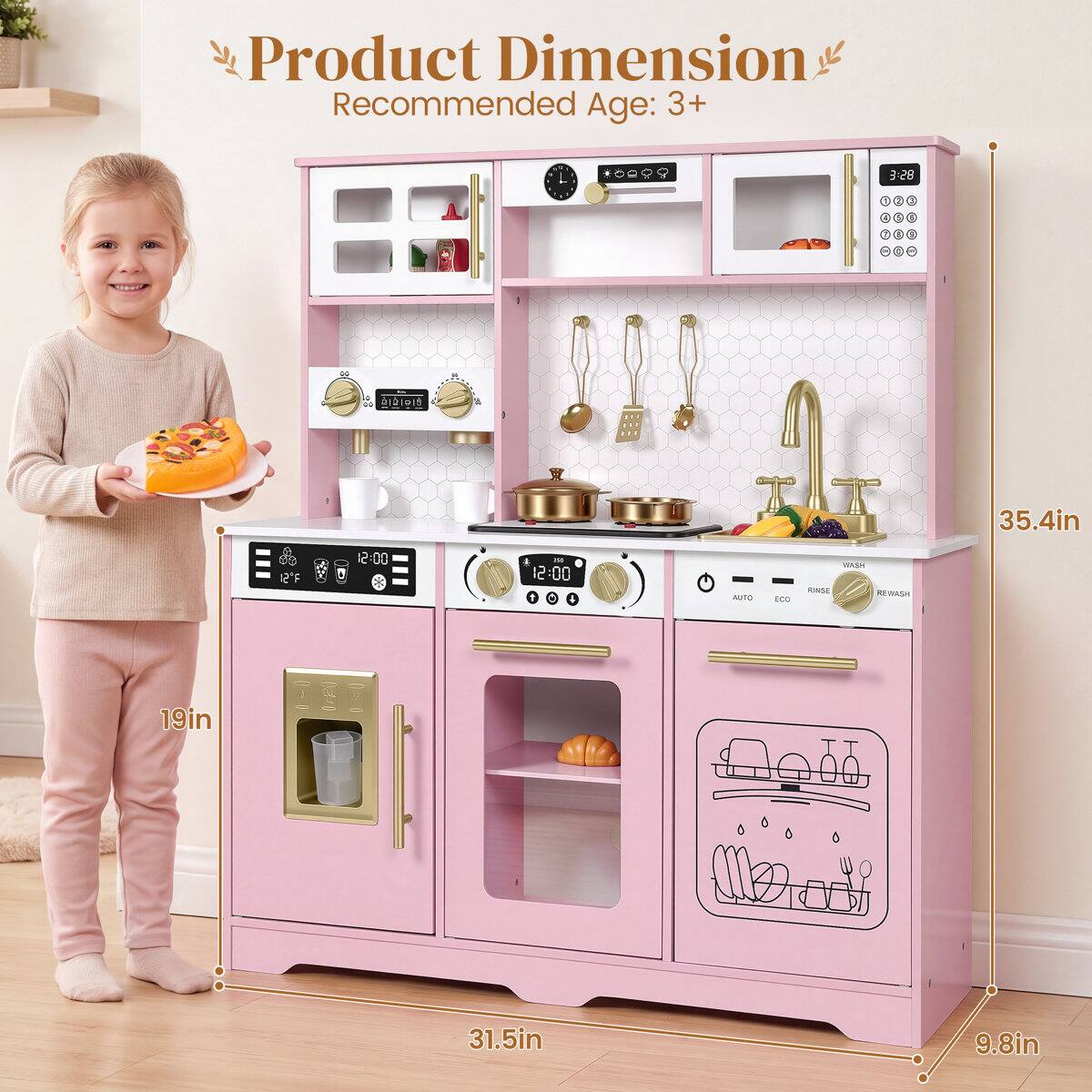 Product Dimension  
Recommended Age: 3+  

35.4in  
19in  
31.5in  
9.8in