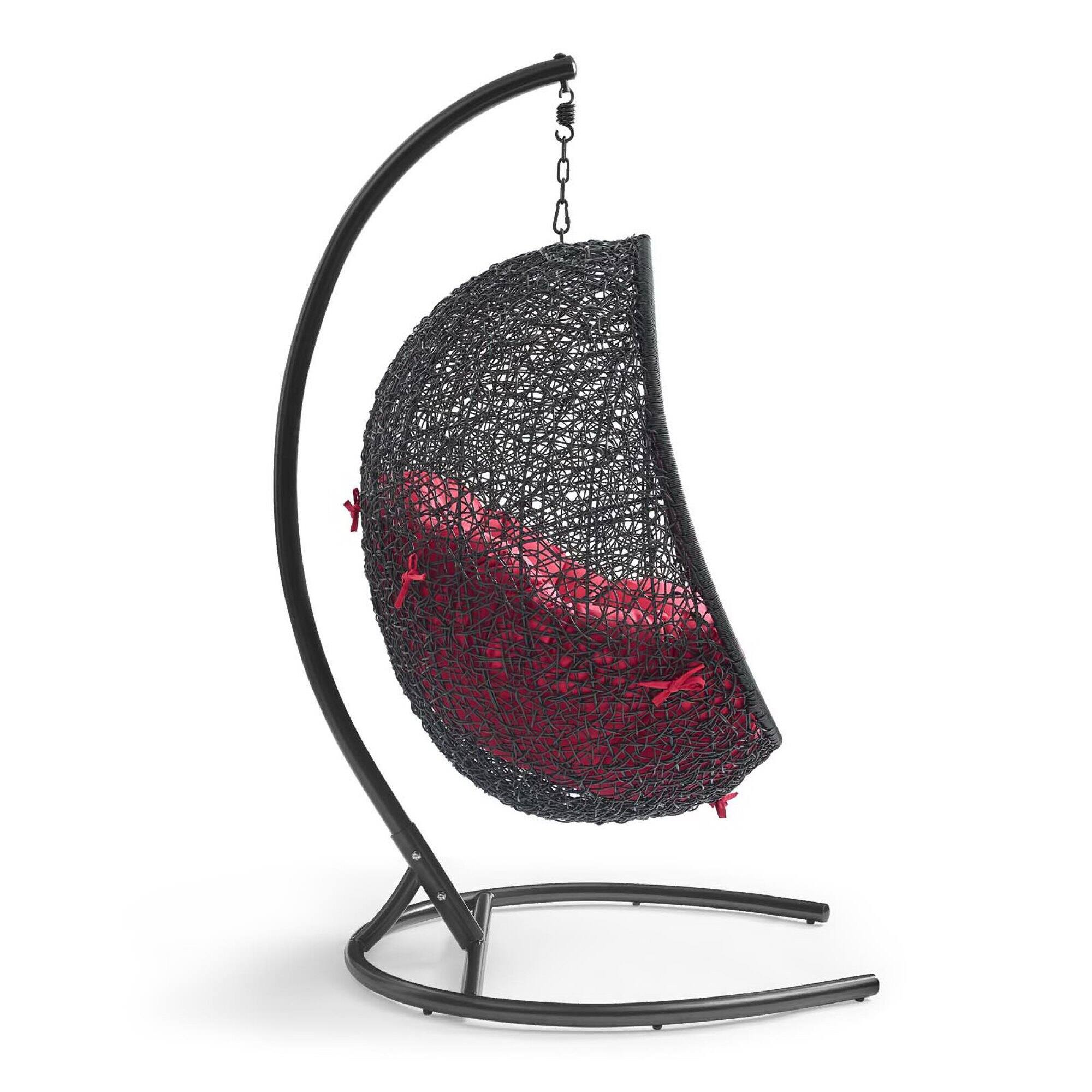 Angle. Modway - Encase Swing Outdoor Patio Lounge Chair by Modway - Red.