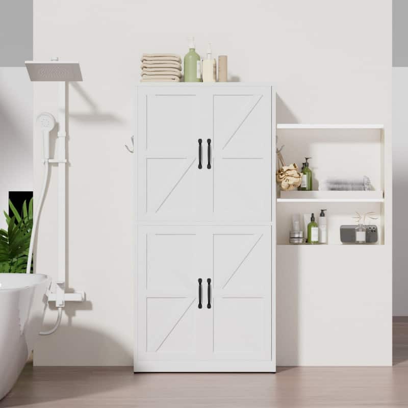ALEXOUN - Steel Pantry Storage Cabinet, with Adjustable Shelves, Heavy-Duty, Easy to Assemble for Kitchen, Bathroom, Living Room - White