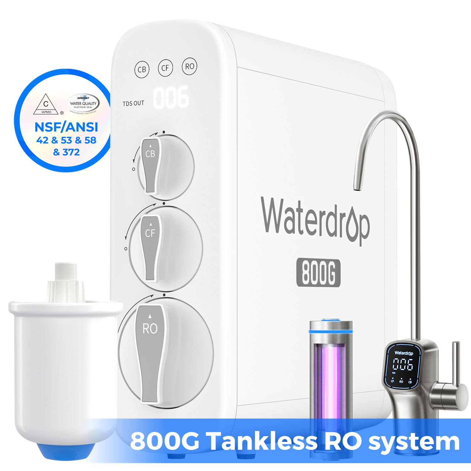 Waterdrop - G3P800 Reverse Osmosis System Extra WD-PMT Water Filter - White