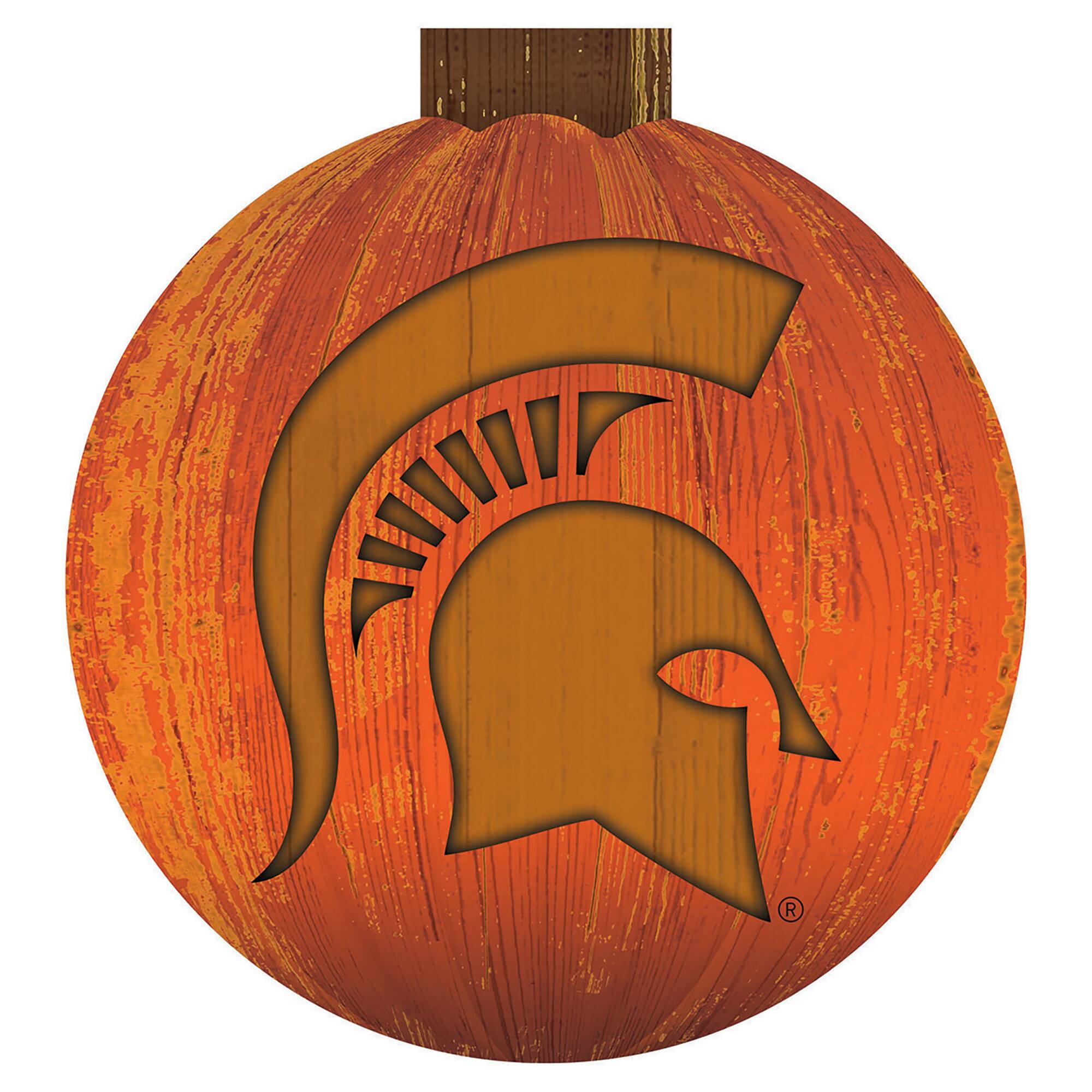 Front. Fan Creations - Michigan State Spartans 12'' Pumpkin Sign - Orange.