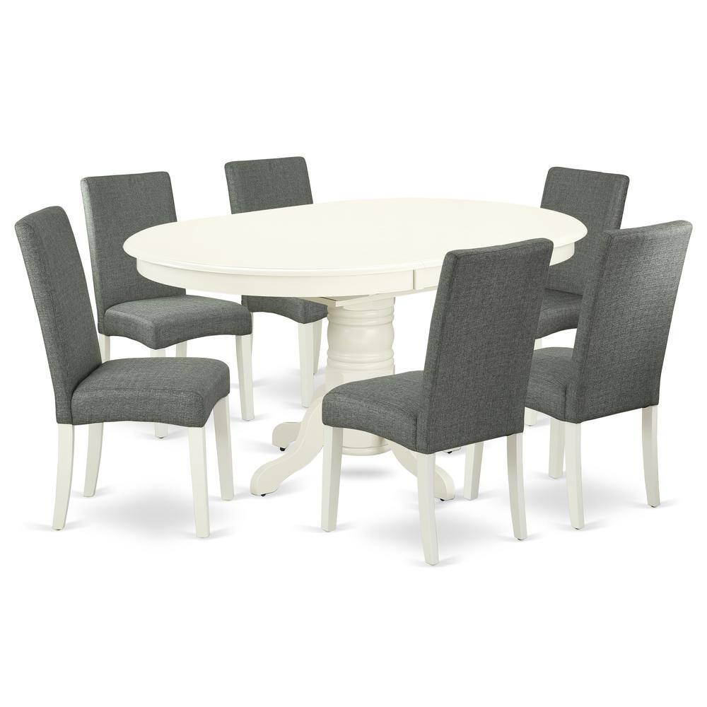 Back. East West Furniture - Dining Room Set Linen White - Brown.