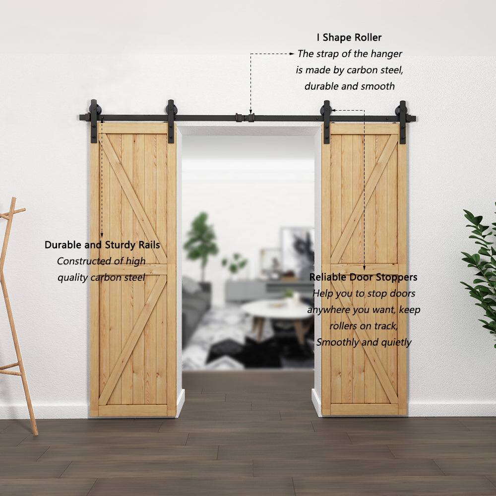I Shape Roller  
- The strap of the hanger is made by carbon steel, durable and smooth  

Durable and Sturdy Rails  
Constructed of high quality carbon steel  

Reliable Door Stoppers  
Help you to stop doors anywhere you want, keep rollers on track, smoothly and quietly