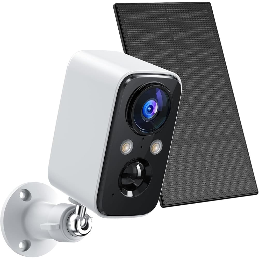 Schertz - Battery-Powered WiFi Security Camera with Floodlight, Motion Sensor, Night Vision & Alarm, Indoor/Outdoor