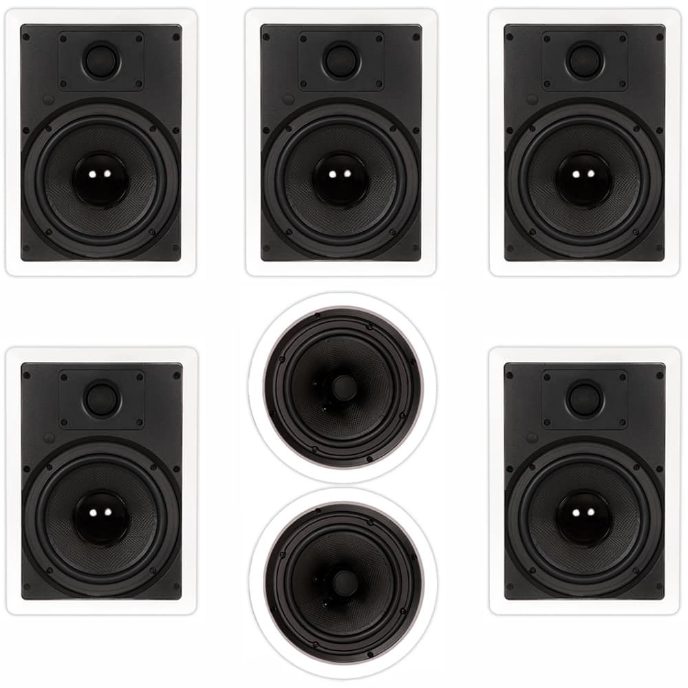 Theater Solutions by Goldwood - TS-87 7 Channel 8" in-Wall/Ceiling Home Theater Speaker System - Paintable White