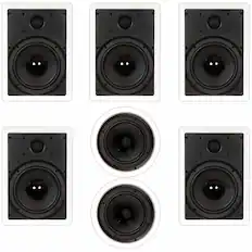 Front. Theater Solutions by Goldwood - TS-87 7 Channel 8" in-Wall/Ceiling Home Theater Speaker System - Paintable White.