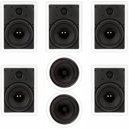 Theater Solutions by Goldwood - TS-87 7 Channel 8" in-Wall/Ceiling Home Theater Speaker System - Paintable White