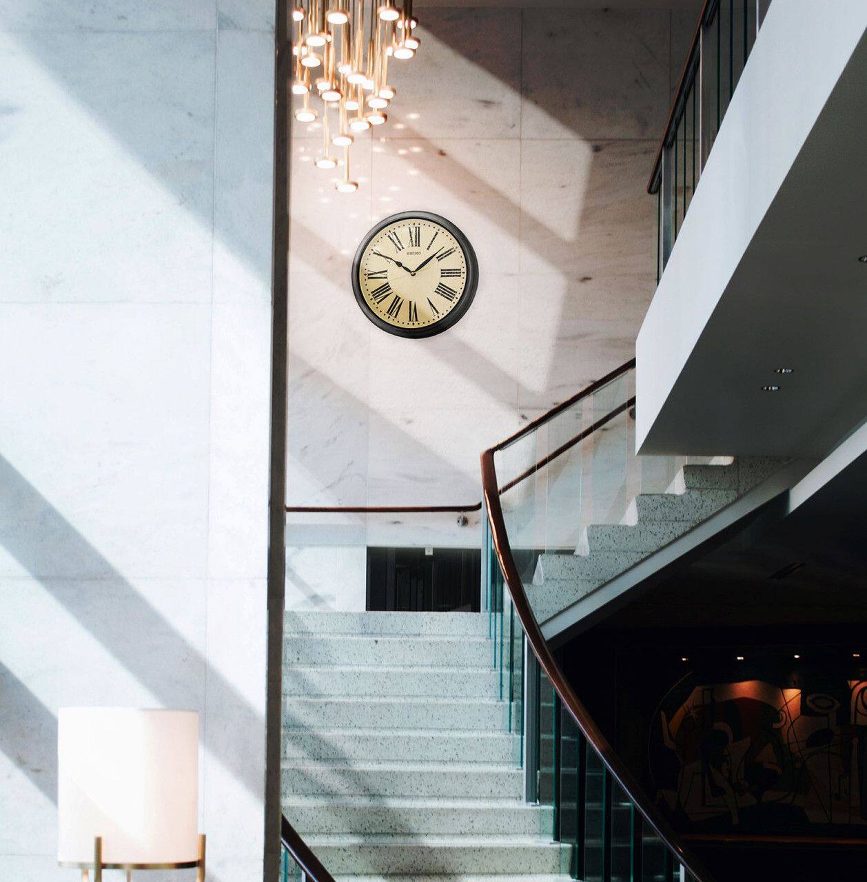 Back. Seiko - Seiko 16" Splash Resistant Outdoor Wall Clock - Black - Black.