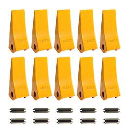 VEVOR - Excavator Bucket Teeth with Pins, 10 Pack 5.79 in Bucket Tooth Set Compatible with 23 & 230 Series Excavators - Yellow
