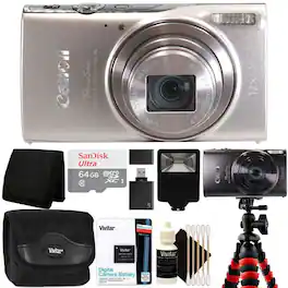 Canon - PowerShot ELPH 360 HS A Digital Camera All You Need Accessory Kit - Silver
