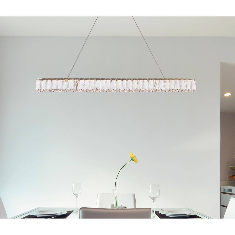 Alt View 1. Elegant Lighting - Monroe 38 inch LED linear pendant in gold - Gold.
