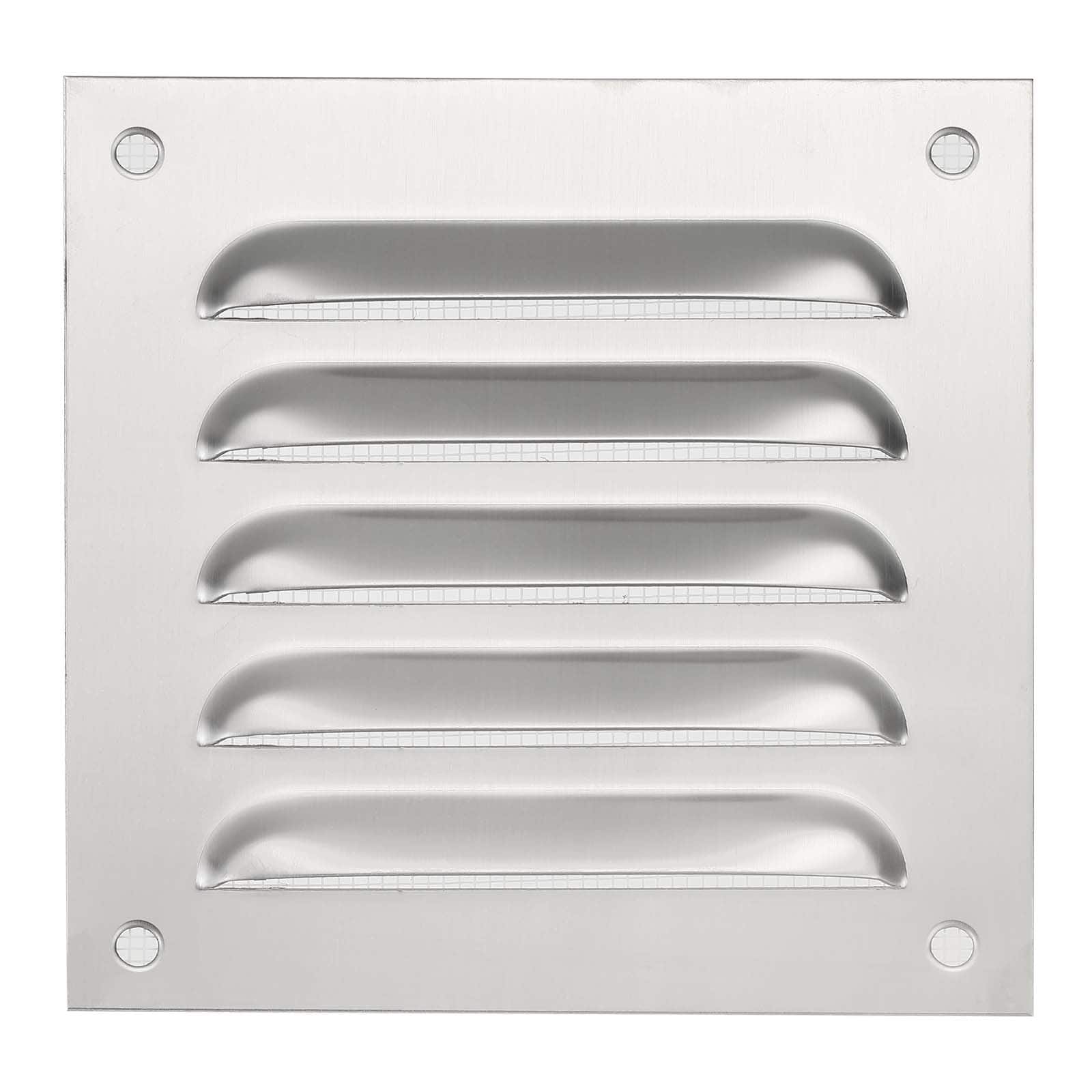 Unique Bargains - 5"x5" Stainless Steel Vent Cover, Screen Air Grille Ventilation Cover HVAC Louvered Grill Built-in Mesh for Home - Silver