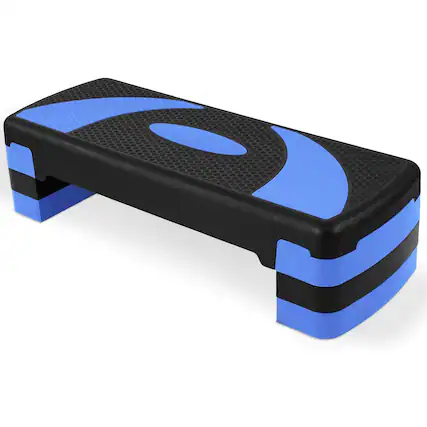 Front. BalanceFrom Fitness - BalanceFrom Fitness Adjustable Workout Aerobic Step Platform Trainer w/ Raisers - Black/Blue.