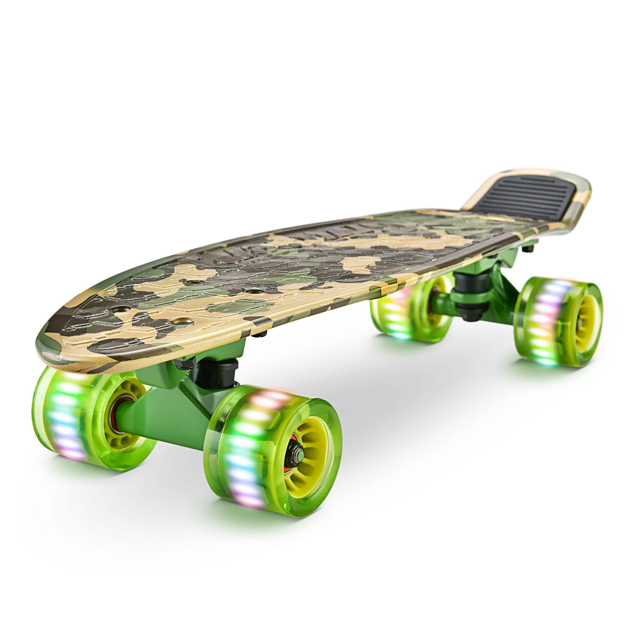 Hurtle - Standard Skateboard Mini Cruiser - 6'' PP Deck Complete Double Kick Skate Board - Camouflage
