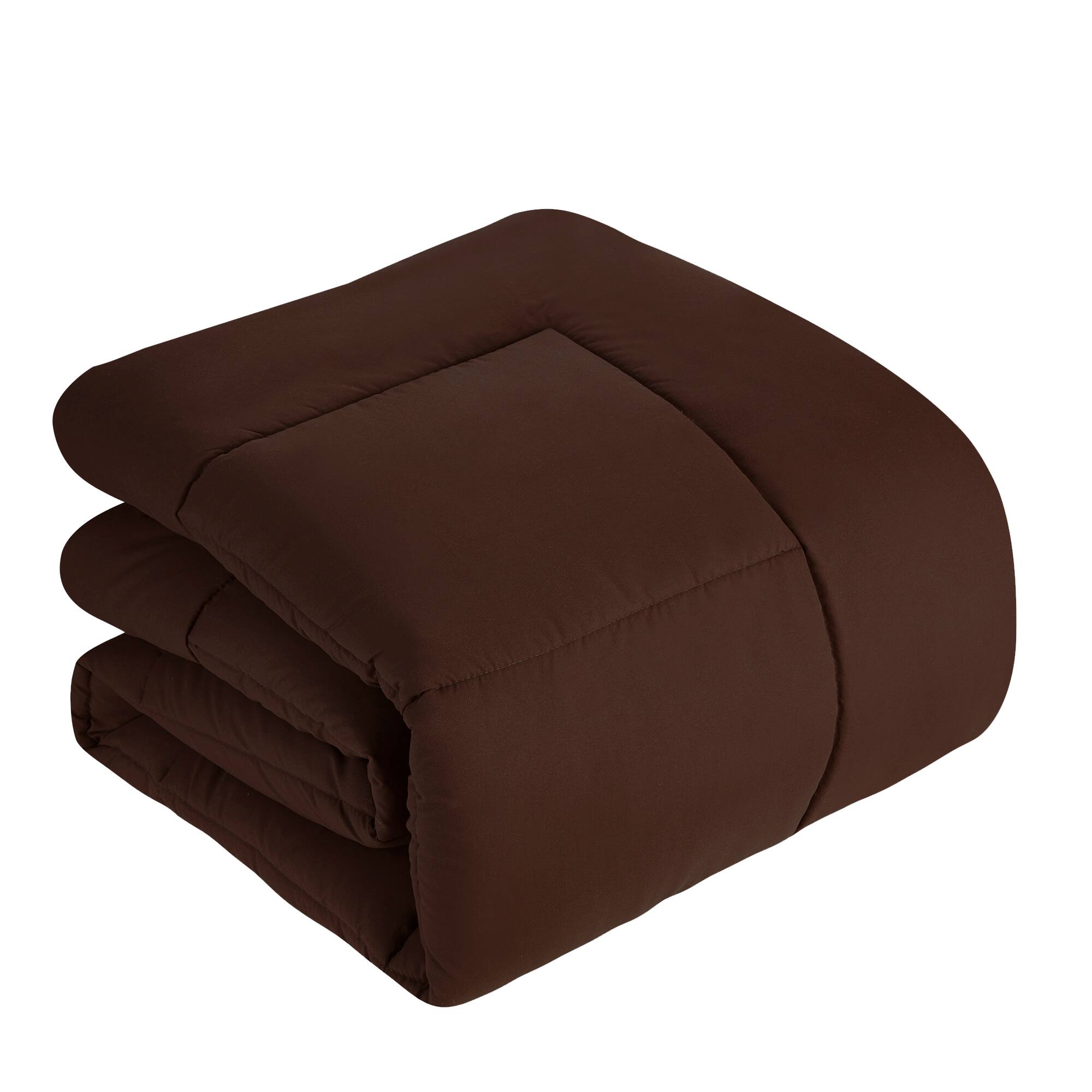 Left. Sweet Home Collection - Down Alternative Reversible All Season Solid Comforter, Twin - Brown.