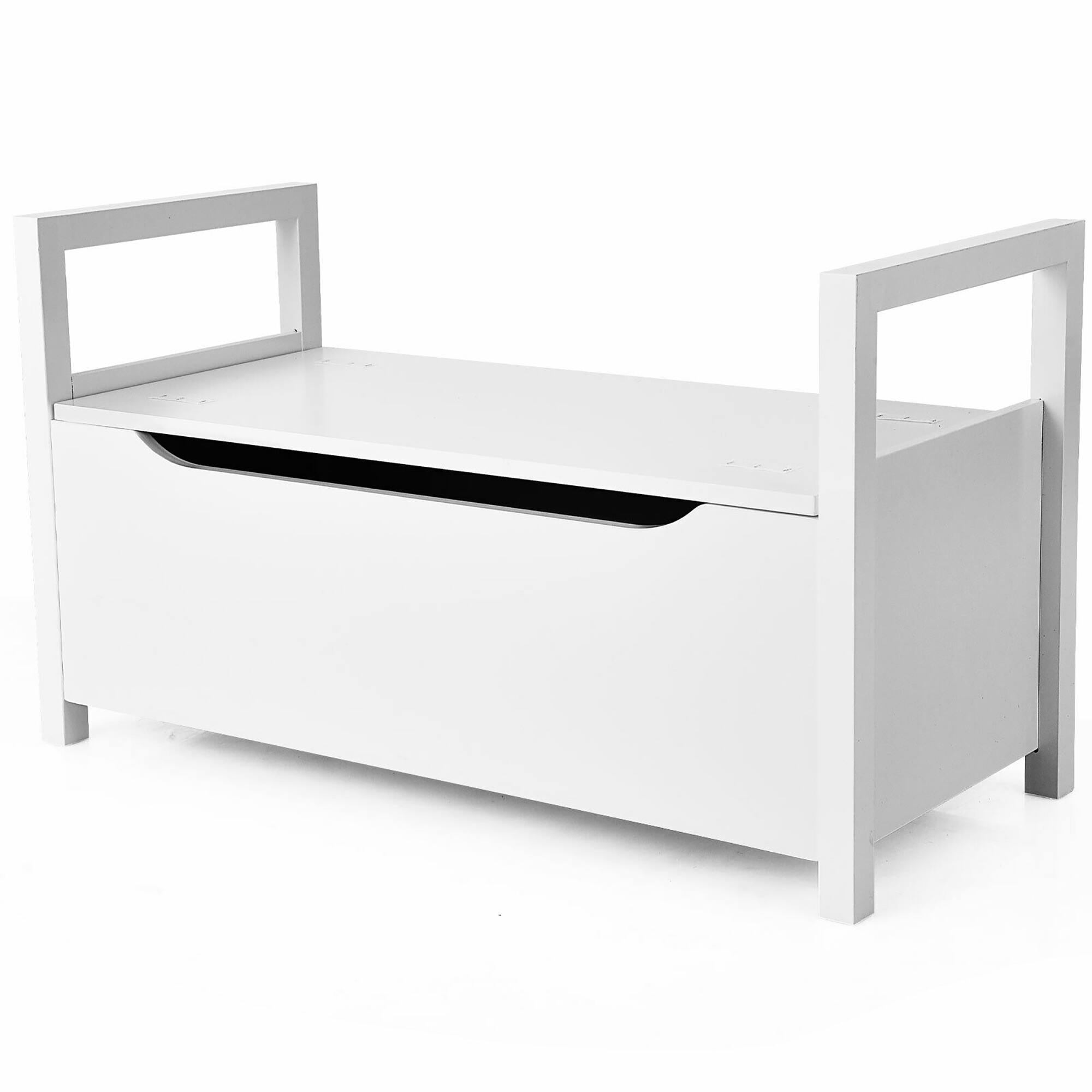 Alt View 21. Costway - Shoe Bench Storage Rack Cushion Seat Ottoman Bedroom Hallway Entryway White - White.