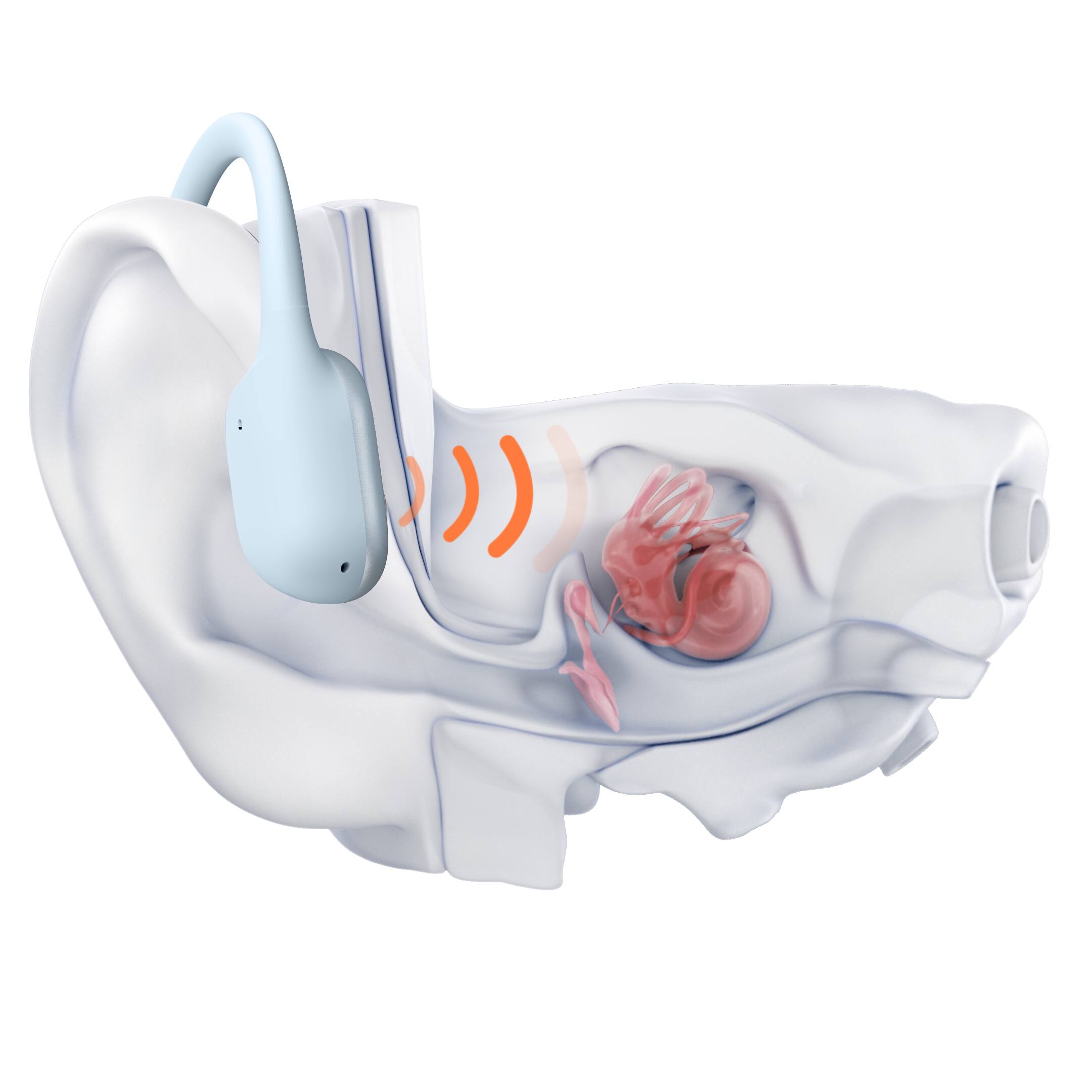 Alt View 3. Shokz - OpenRun Air 2 Wireless Bone Conduction Open-Ear Bluetooth Sports Headphones - Ice Blue.
