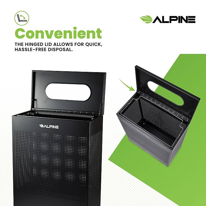 Convenient
THE HINGED LID ALLOWS FOR QUICK, HASSLE-FREE DISPOSAL.
ALPINE
ALPINE