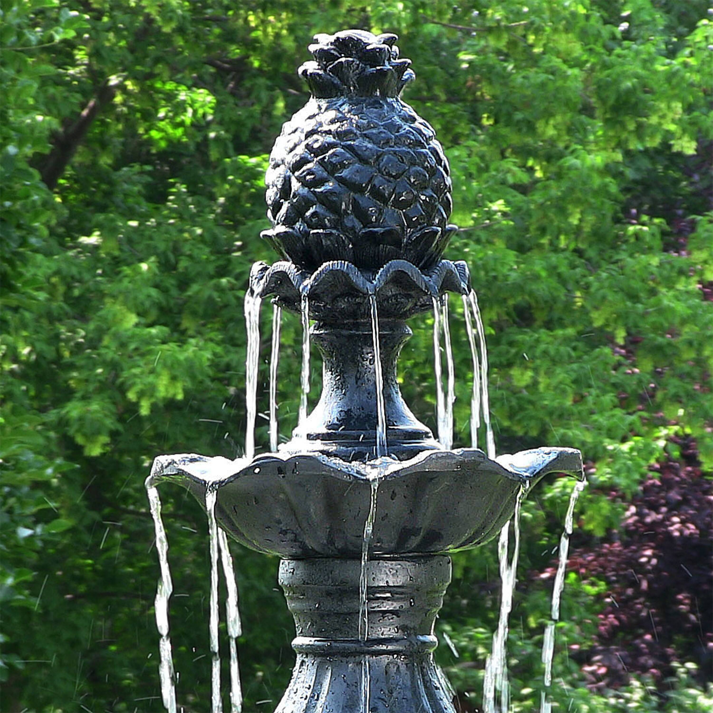 Alt View 8. Sunnydaze - Grand Courtyard Resin Outdoor 4-Tier Water Fountain - Black.