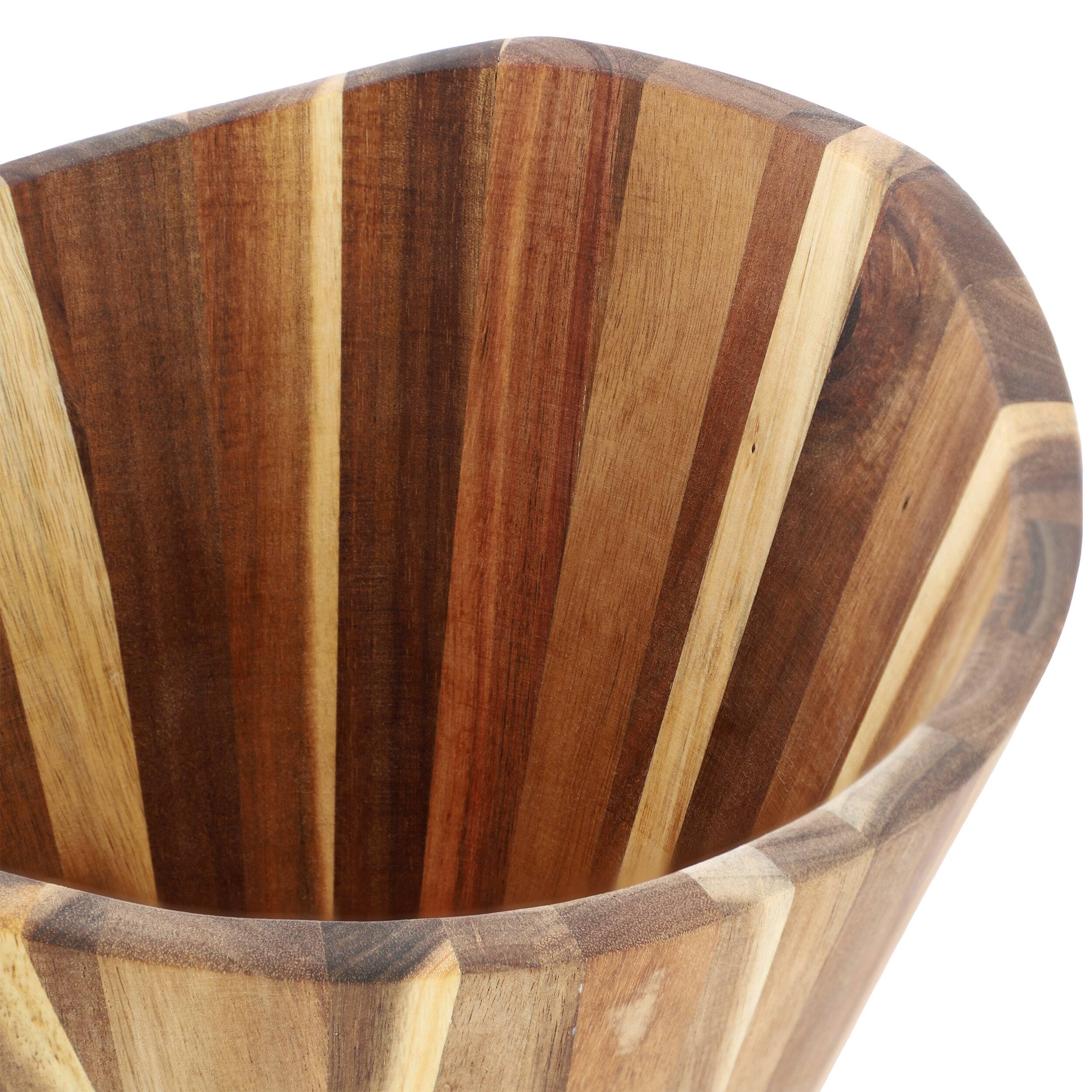 Alt View 3. MegaChef - MegaChef Large Acacia Wood Salad Bowl with Serving Utensils - Brown.