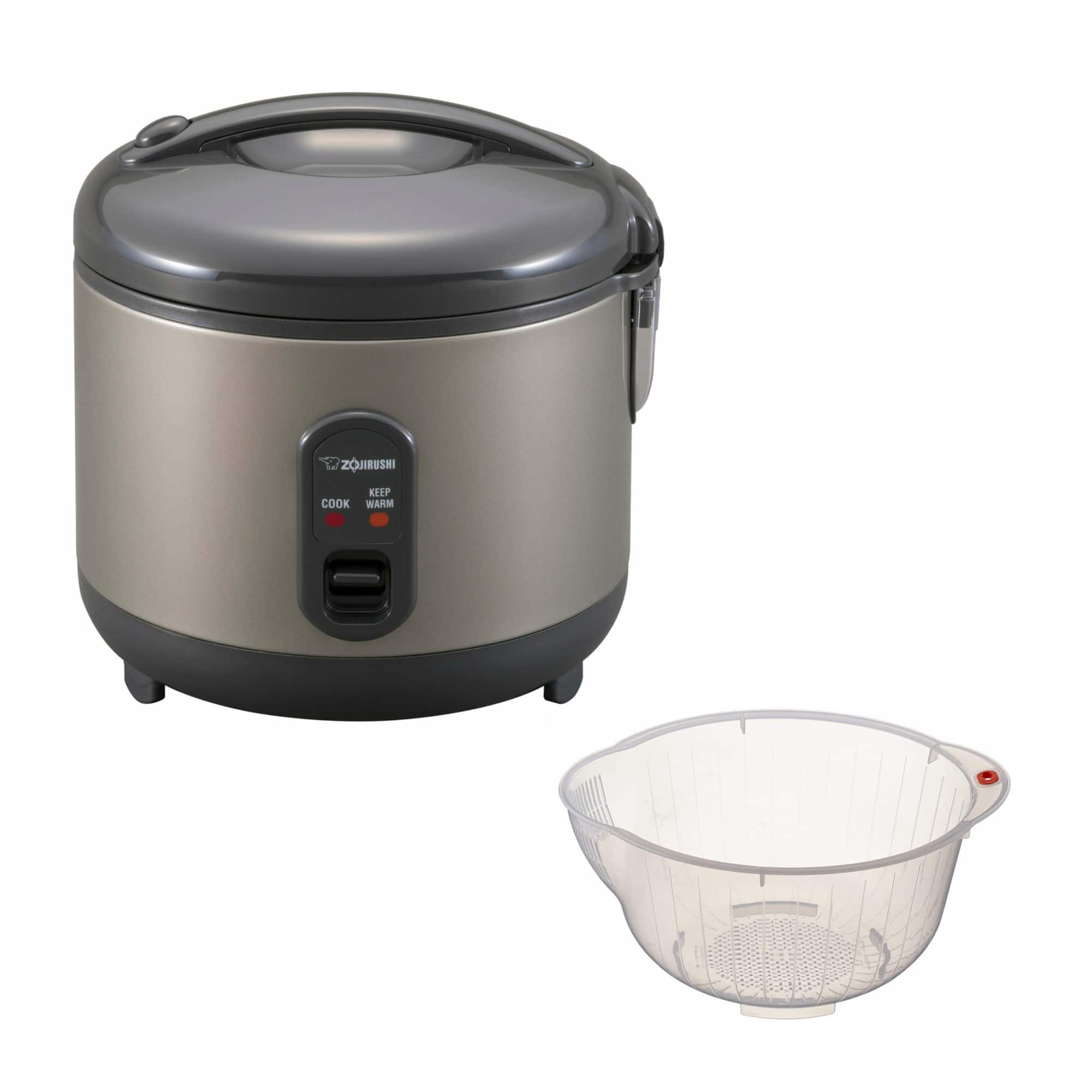 Zojirushi - Rice Cooker and Warmer, 5.5-Cup (Uncooked) Bundle with Washing Bowl - Gray