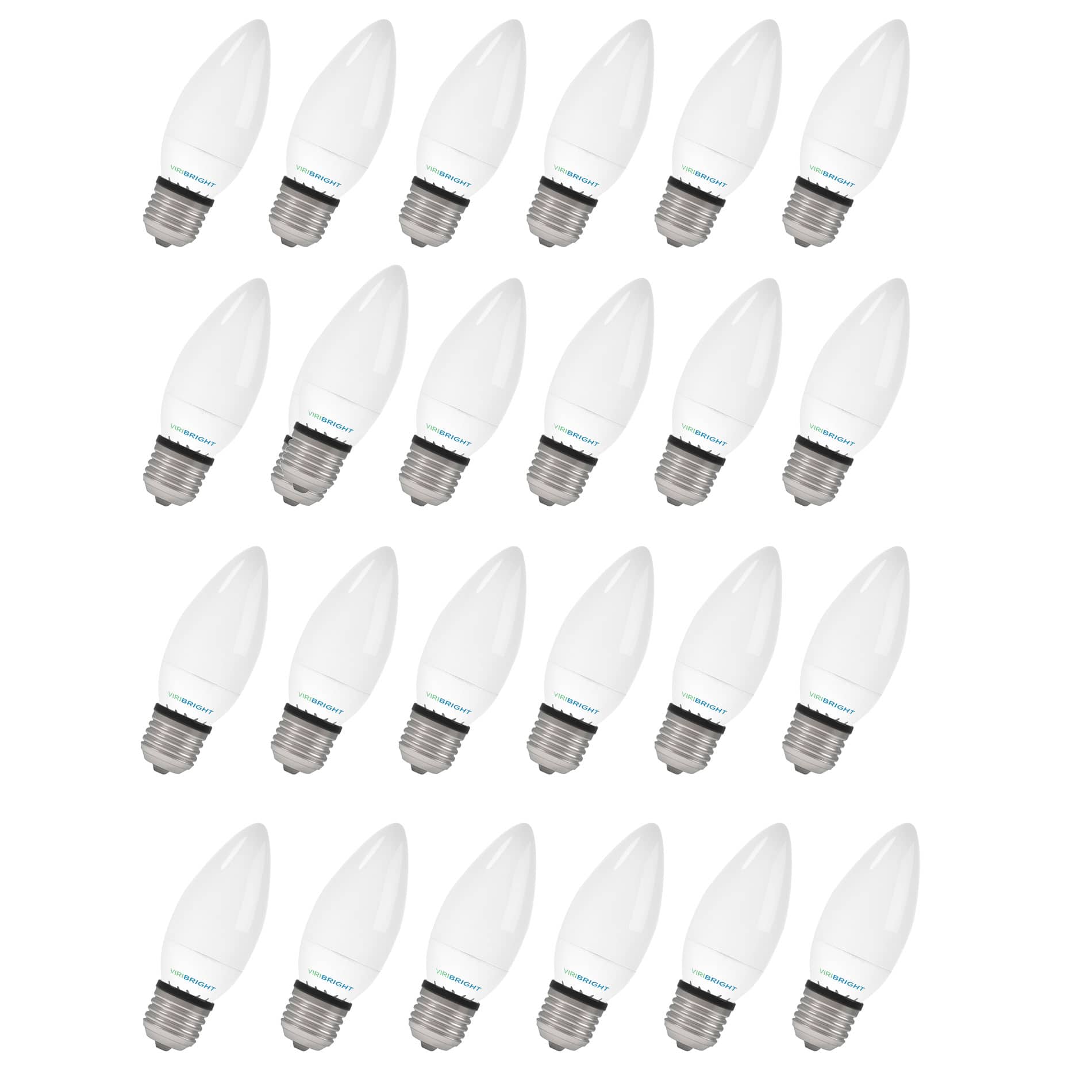 VIRIBRIGHT - B11 LED Candelabra Bulb, Frosted, 90+ CRI, 300 Lumens - Daylight