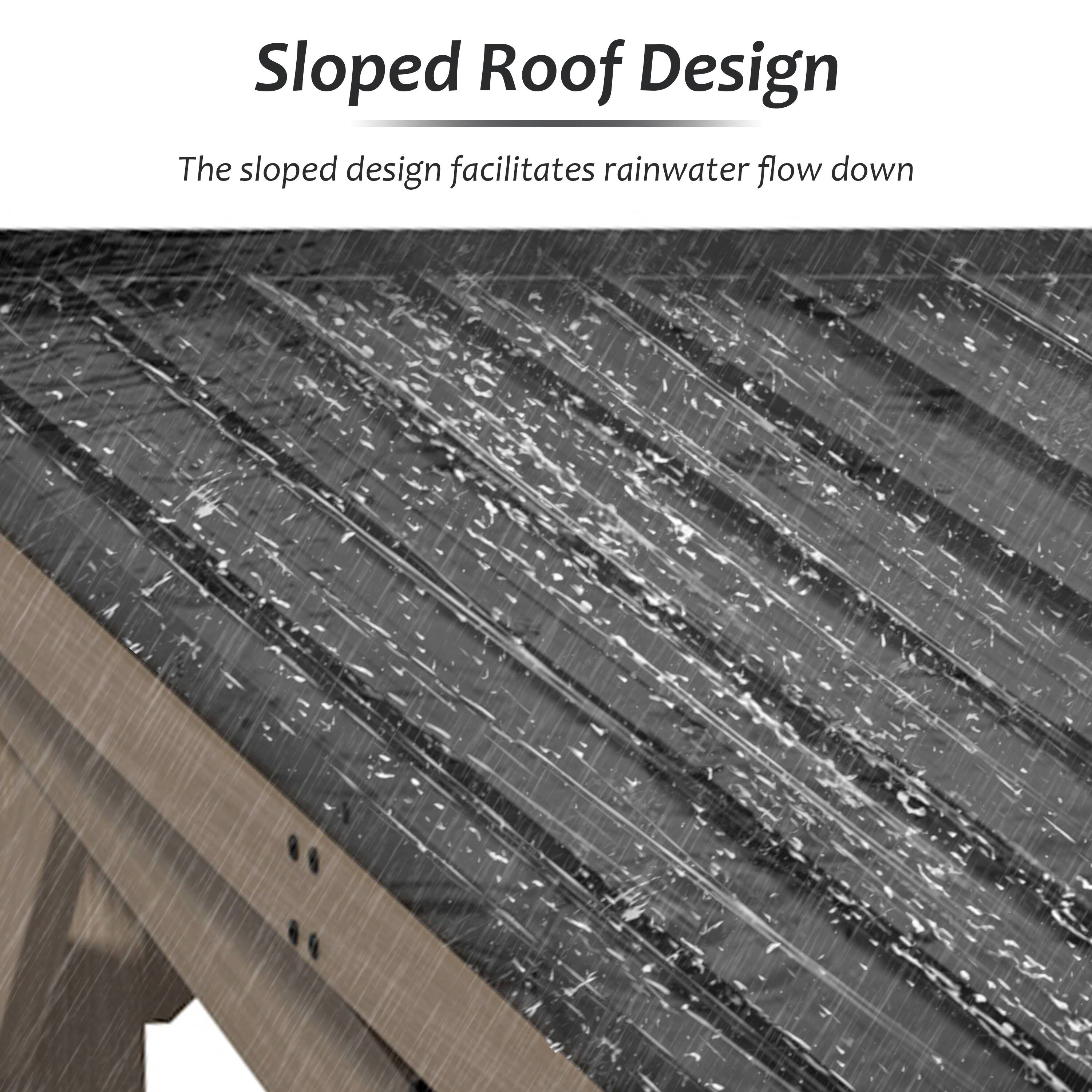 Sloped Roof Design

The sloped design facilitates rainwater flow down