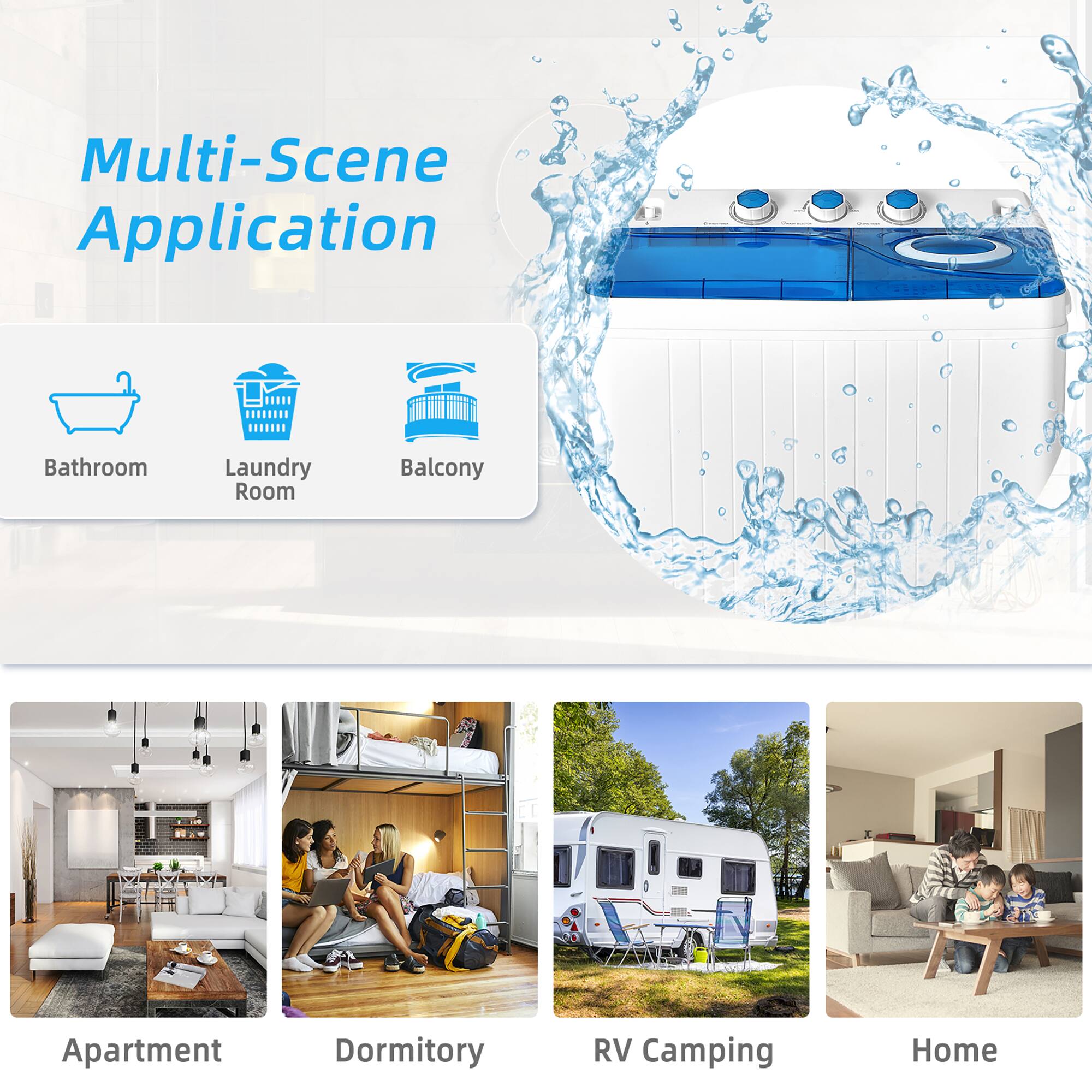 Multi-Scene Application:

* Bathroom
* Laundry Room
* Balcony
* Apartment
* Dormitory
* RV Camping
* Home