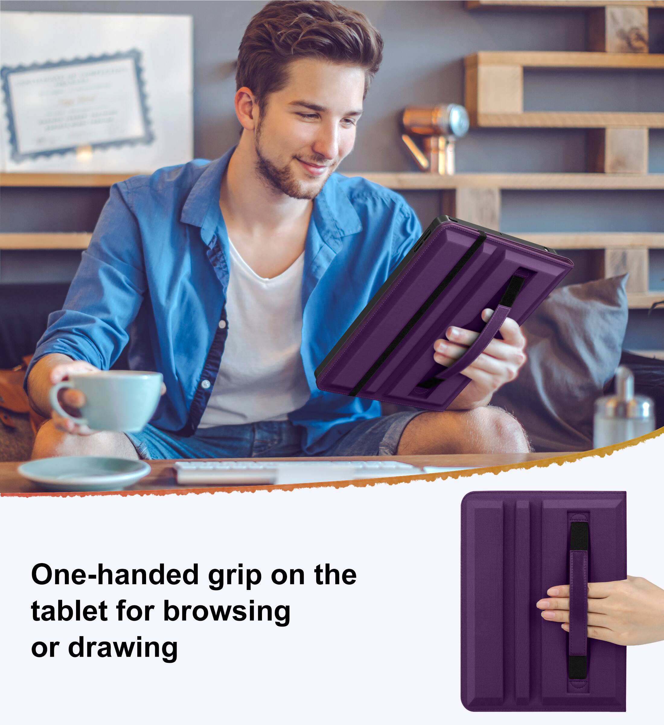 One-handed grip on the tablet for browsing or drawing