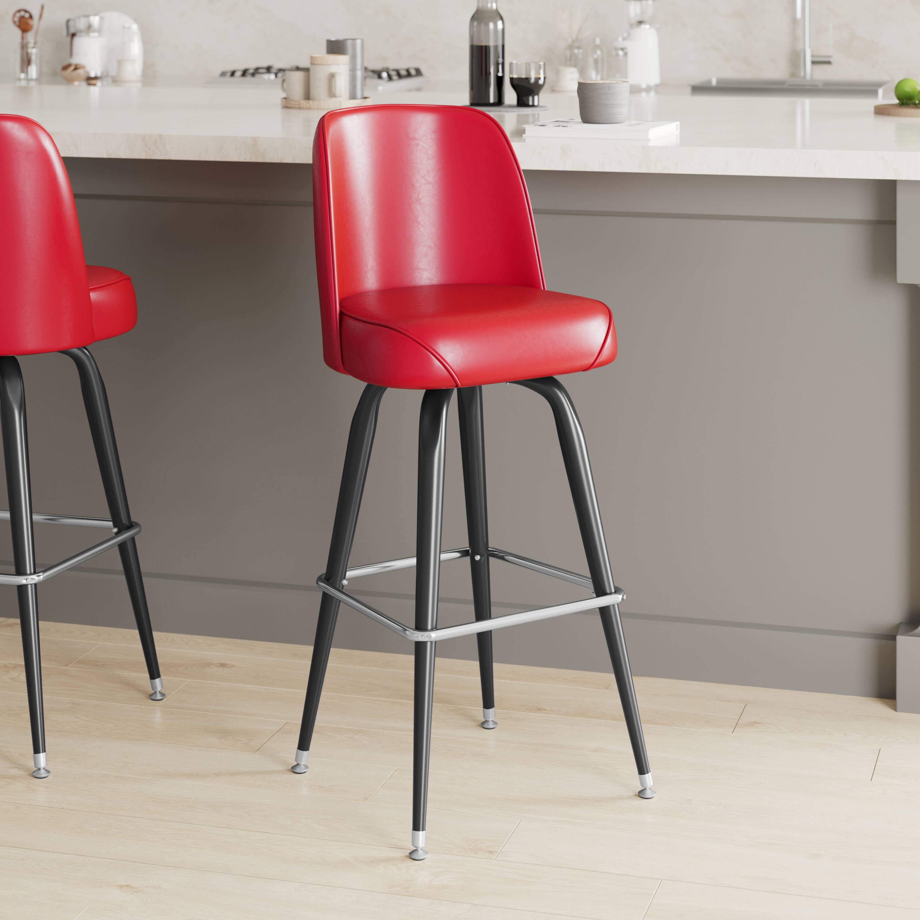 Alt View 1. Emma + Oliver - Metal Barstool with Swivel Bucket Seat - Red.