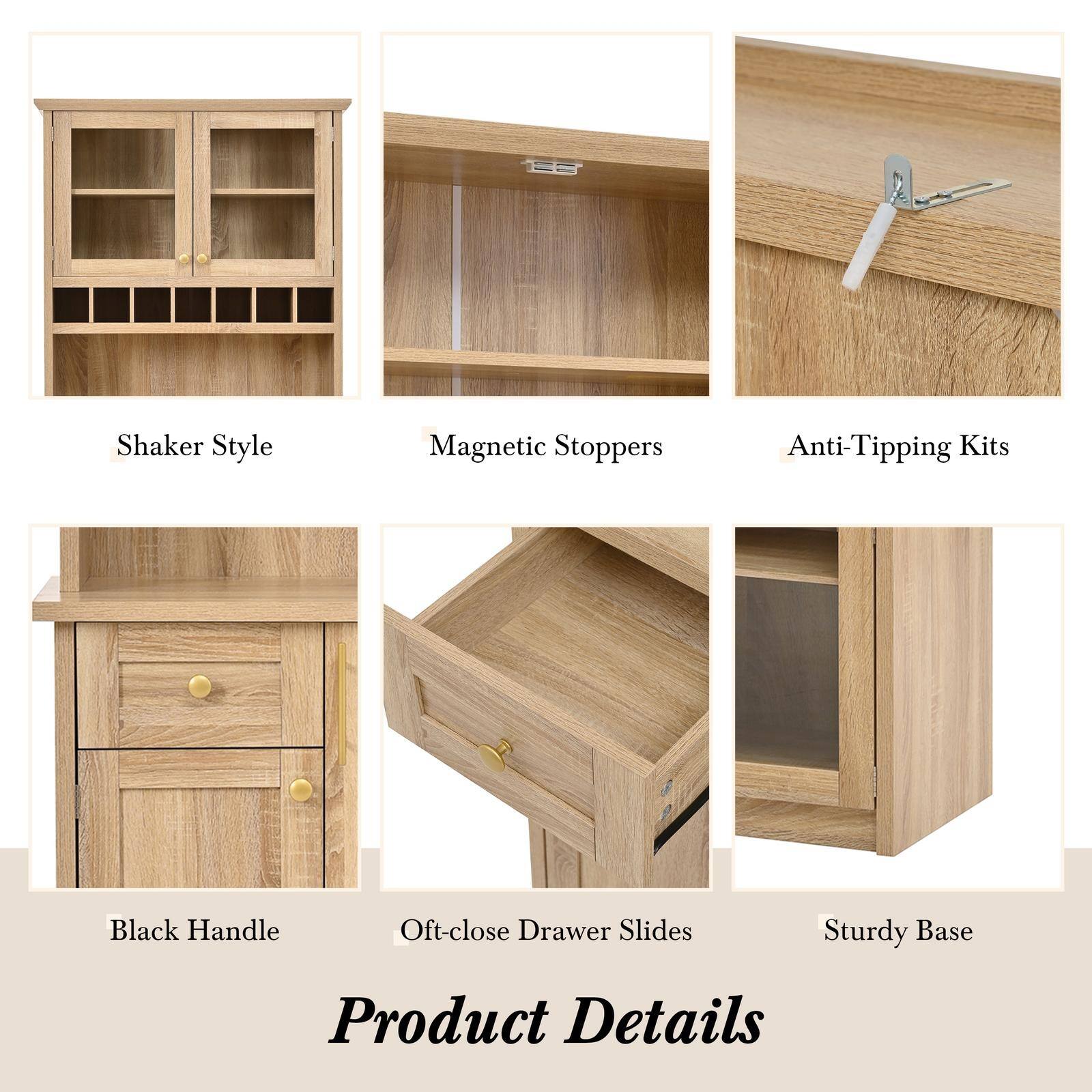 Shaker Style  
Magnetic Stoppers  
Anti-Tipping Kits  
Black Handle  
Oft-close Drawer Slides  
Sturdy Base  

Product Details