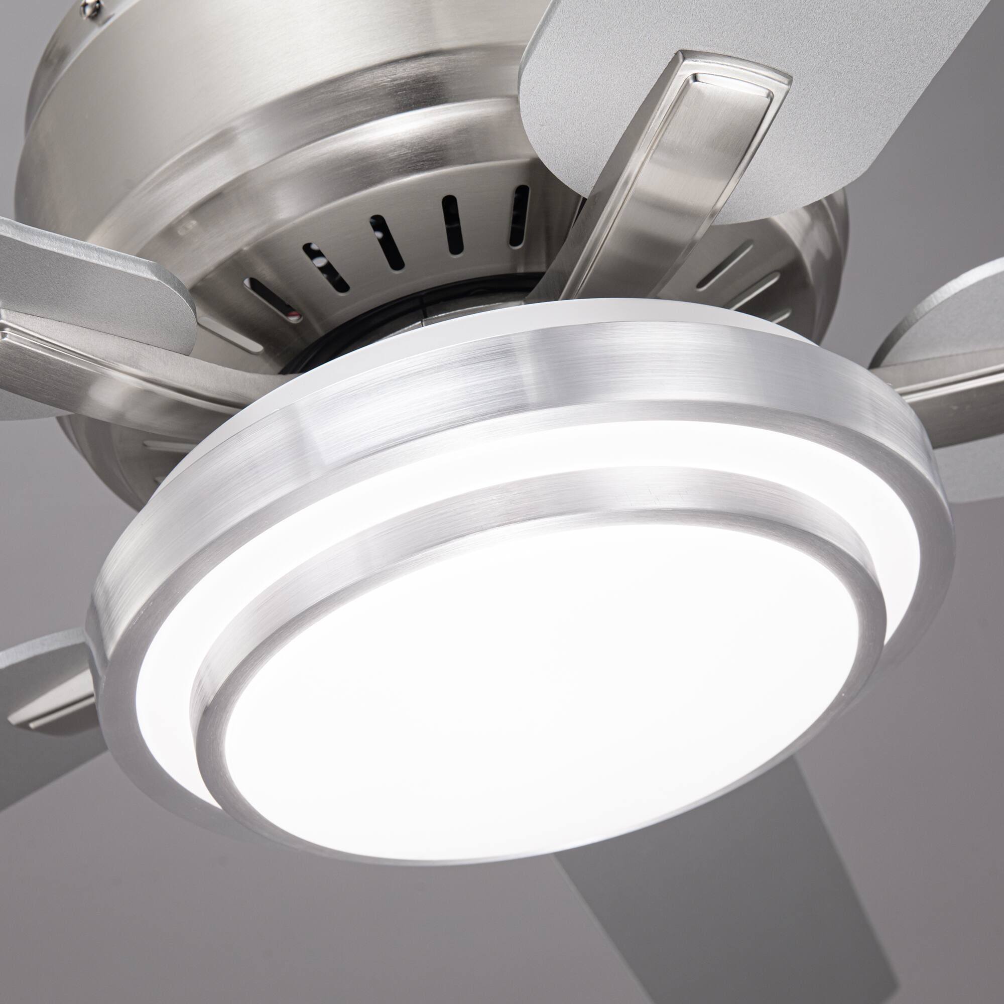 Alt View 10. Vaczon - 52" Modern Reversible Blades Smart Flush Mount LED Ceiling Fan with Remote and App Control - Nickel.