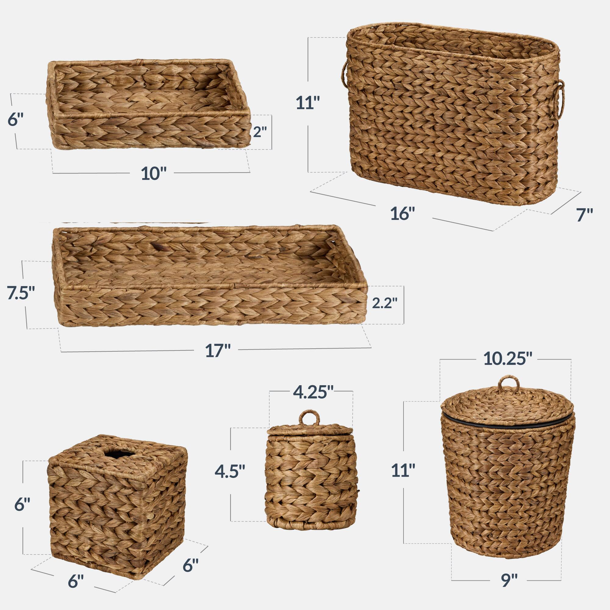 Best Choice Products 6 Pc Water Hyacinth Bathroom Storage Set