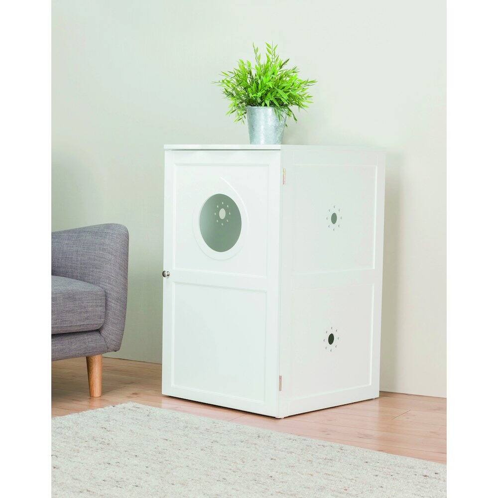 Alt View 2. TRIXIE - 2-Story Cat Litter Box Enclosure Hidden Litter Indoor Cat Furniture Accent Table - White.