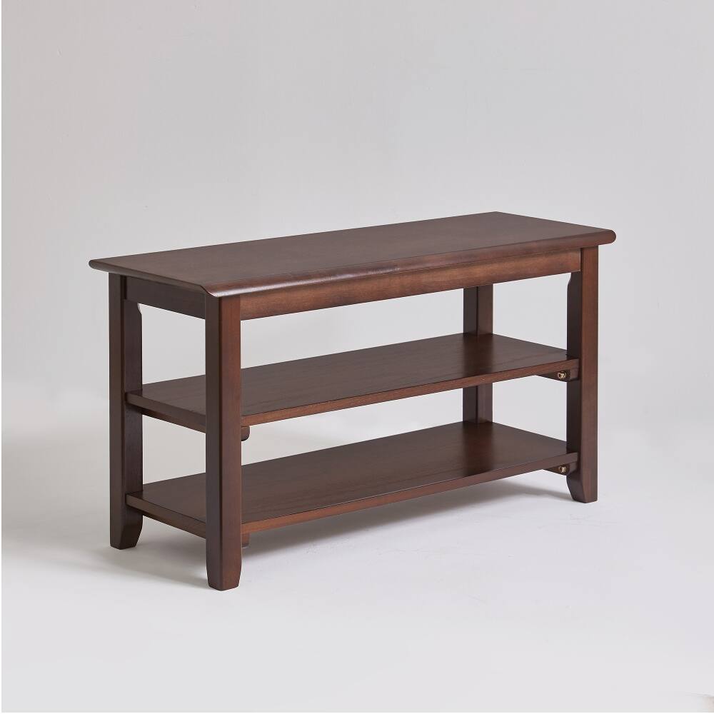 Alt View 7. Loheer - Loheer 2-Tier Solid Wood Shoe Bench, Walnut Entryway Shoe Rack with Storage Shelves, 31.5 Inch Wide - Walnut.