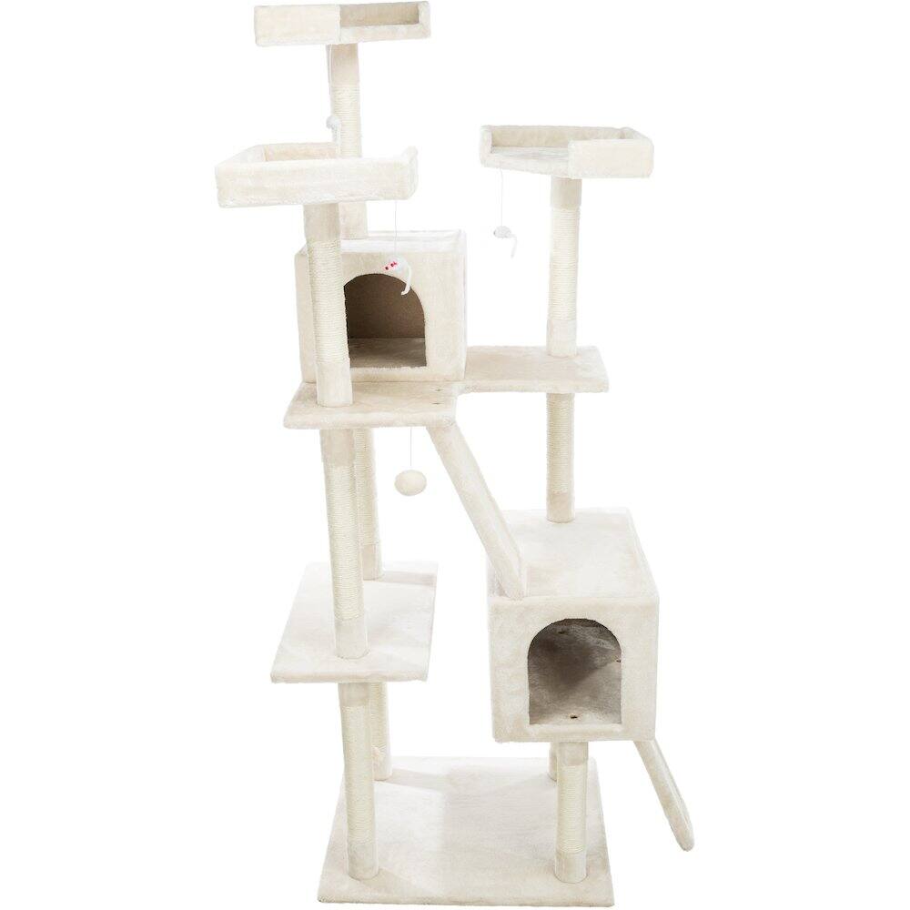 Alt View 3. TRIXIE - Celeste Plush 4-Level 69" Cat Tree  Sisal Scratching Posts Condo & Cat Toy Cream - Cream.