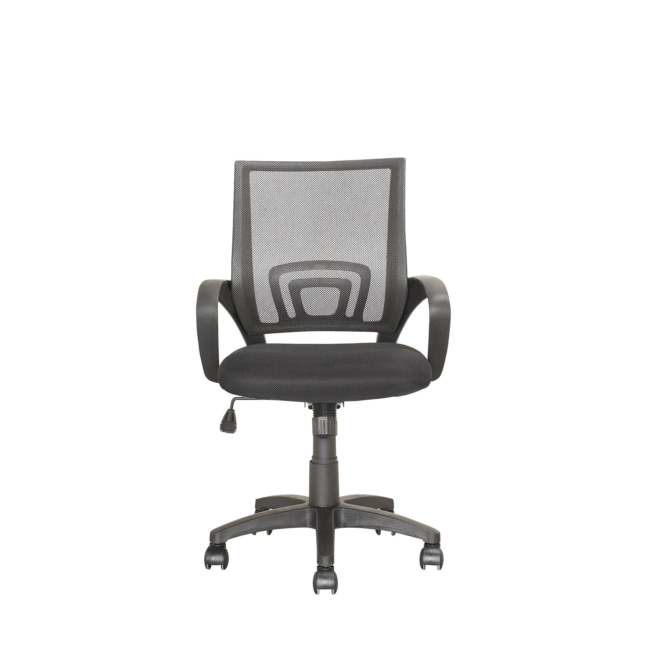 Front. CorLiving - Workspace 5-Pointed Star Mesh Linen Fabric Chair - Dark Grey.
