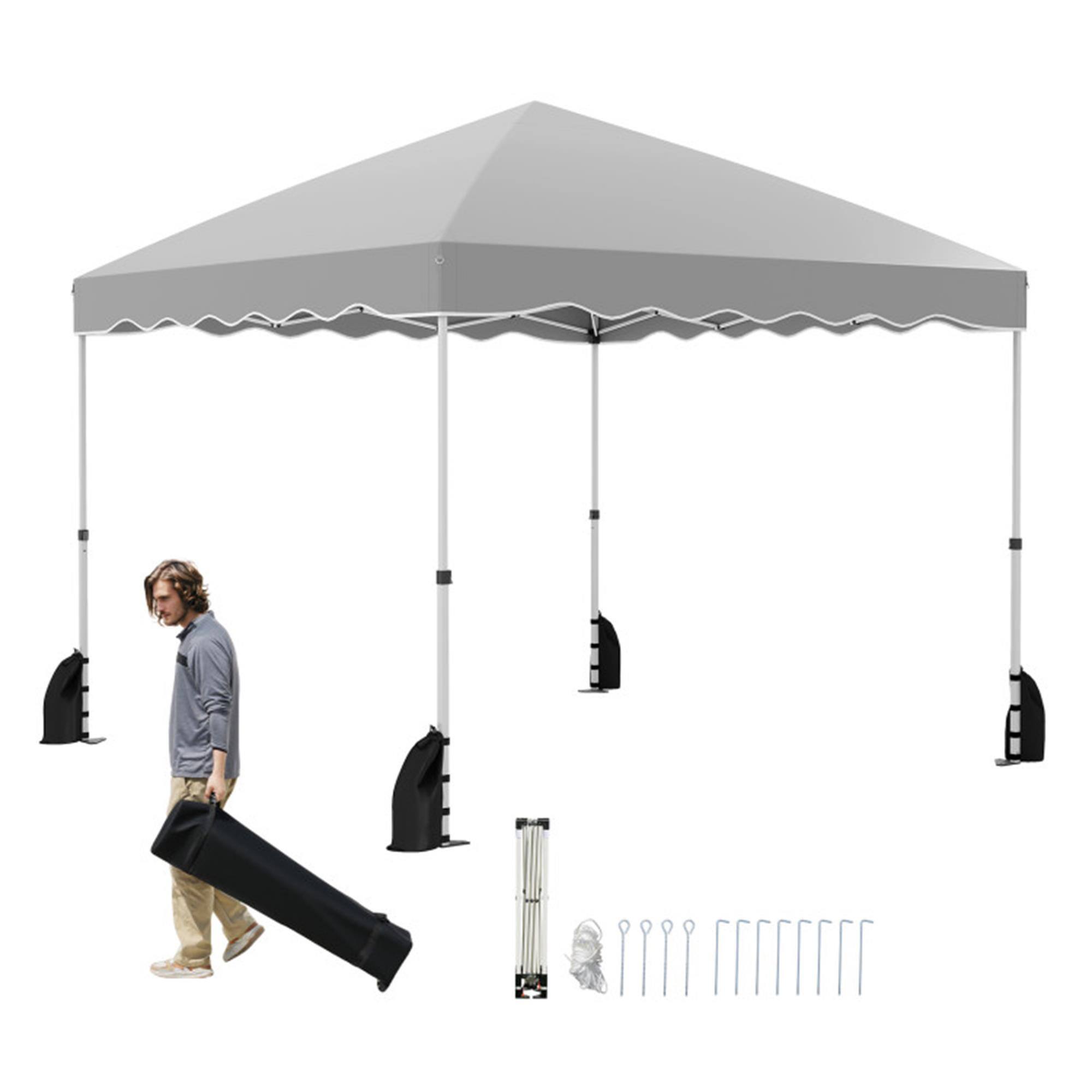 Front. Boyel Living - Gray Foldable Pop Up Canopy Tent 120-in W x 120-in D x 84-in H - Gray.