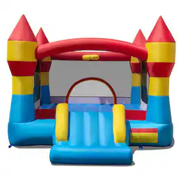 Resenkos - 3-in-1 Kids Bouncer with Slide, Large Jumping Area & Basketball Hoop - No Blower Included Outdoor Play Center