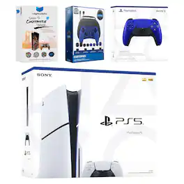 PlayStation 5 Slim Disc Bundle with Extra Controller, Accessory Kit and MightySkins Code - PlayStation 5