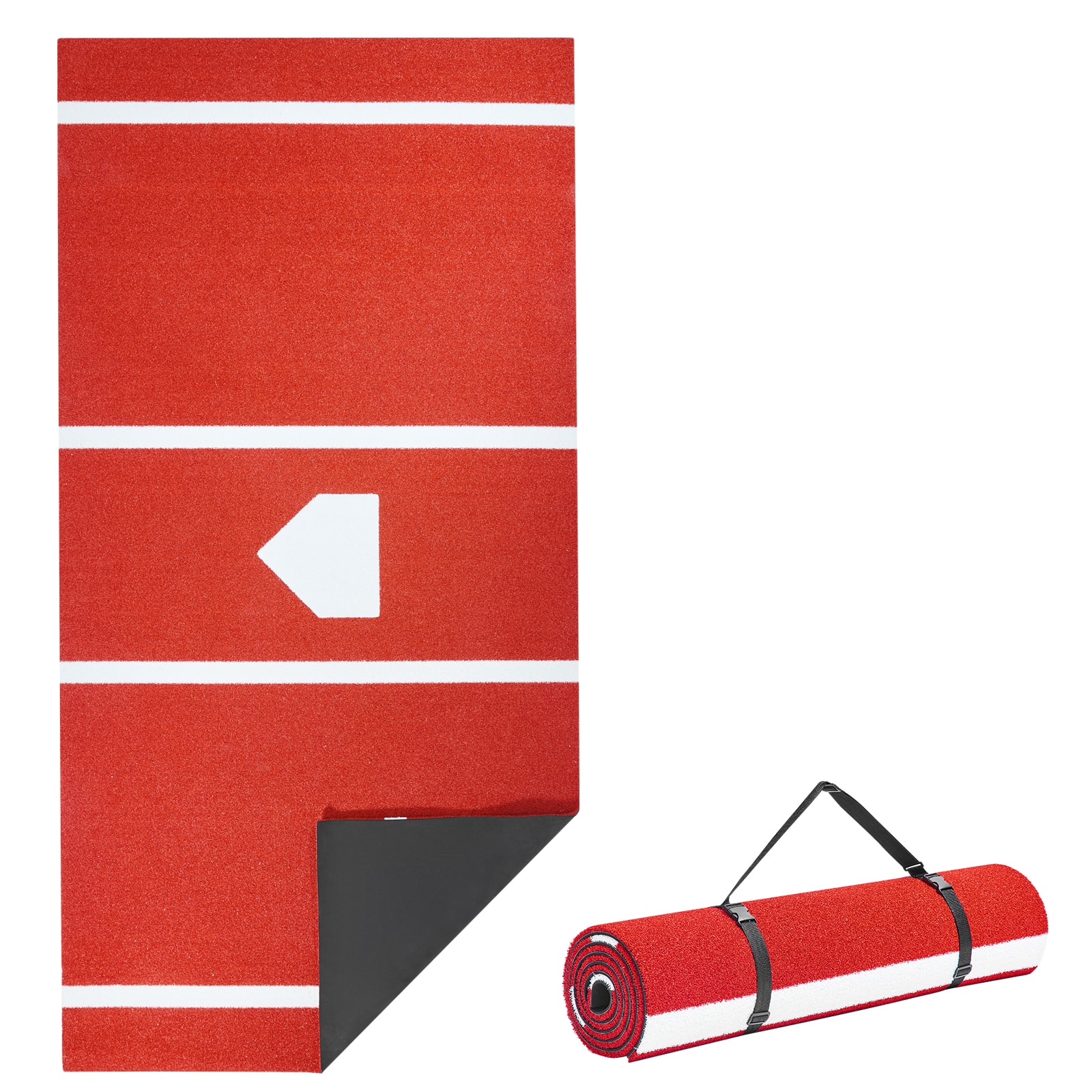 VEVOR - Baseball Hitting Mat, 10x3.8 ft Batting Cage Mat, Batters Box Turf Mats, Softball Batting Practice Equipment - Red