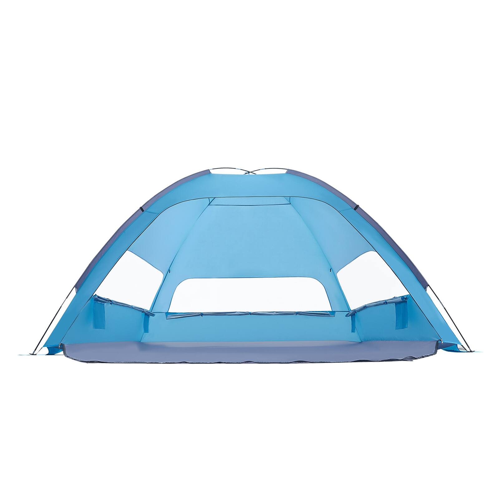 Alt View 5. VEVOR - Beach Tent Sun Shelter for 8 Person, UPF 50+ Protection, Portable Sun Shade Canopy with Carrying Bag & Sand Pockets - Blue + Grey.